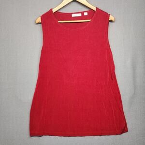 Coldwater Creek Tank Top Womens Large Red Sleeveless Slinky Stretch Spandex USA